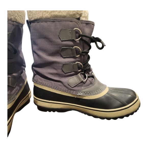 SOREL Women's Carnival Waterproof Sherpa Lined Boots Gray & Black Size 8 - Picture 2 of 10